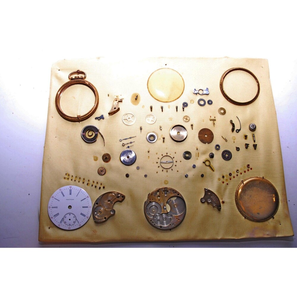 Miscellaneous Pocket Watch Parts Display 8"X10" Various Parts Attached Homemade